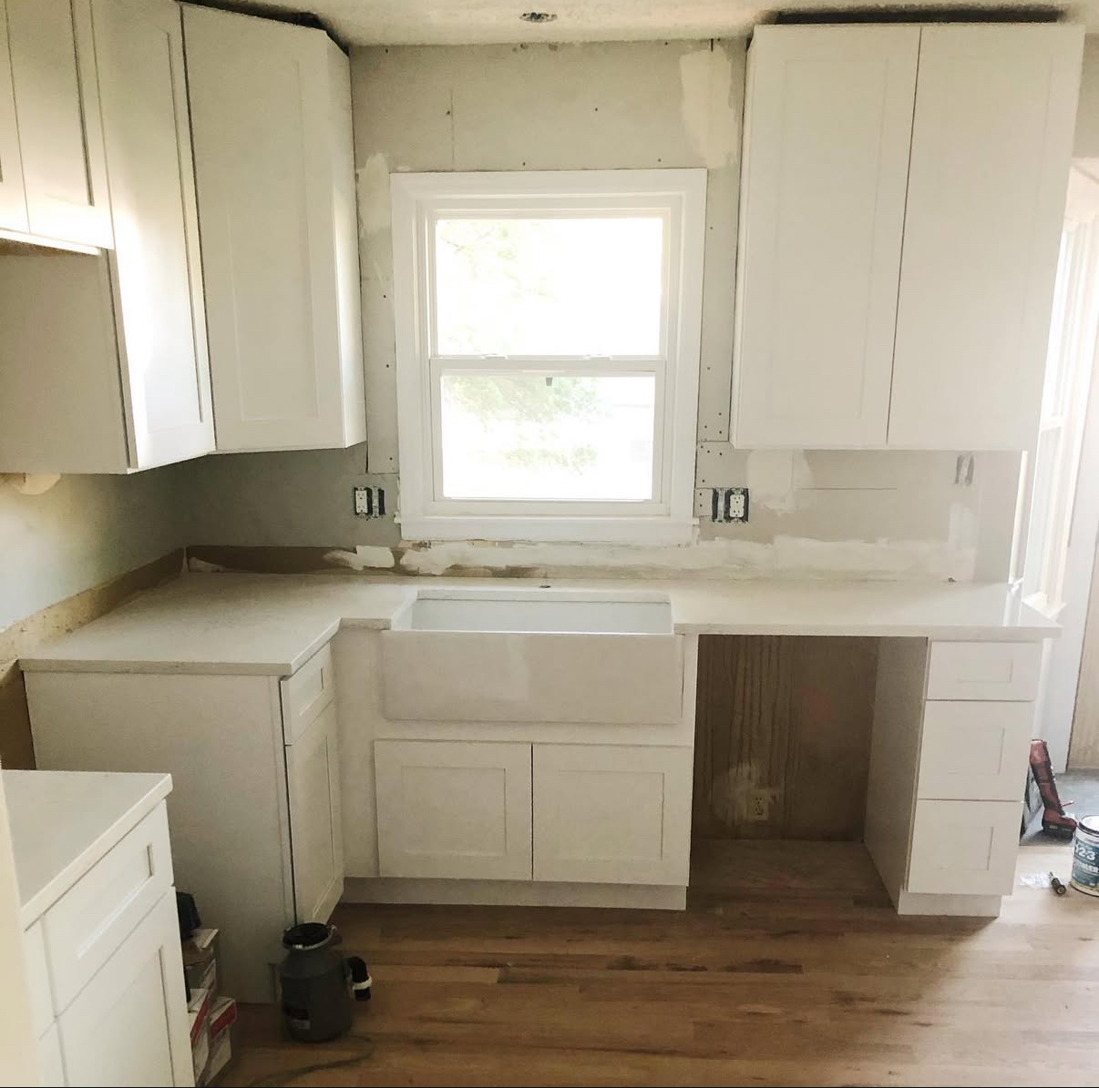 White kitchen with farmhouse sink