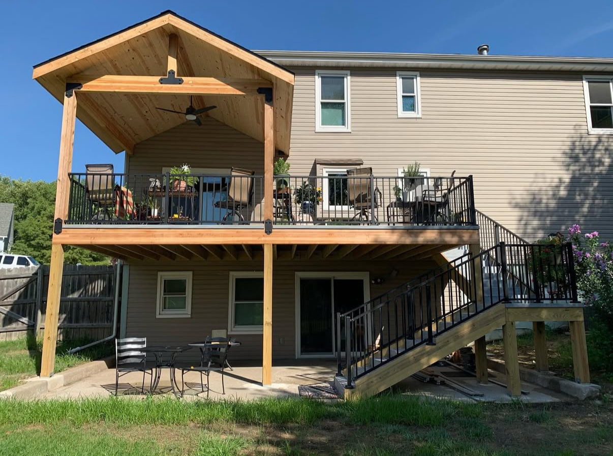 Custom two-story deck with covered porch
