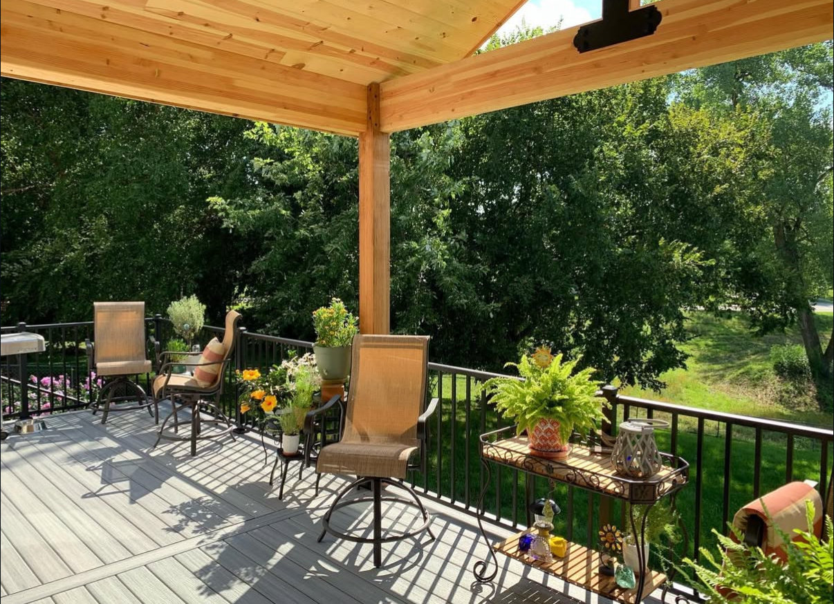Covered porch outdoor seating area