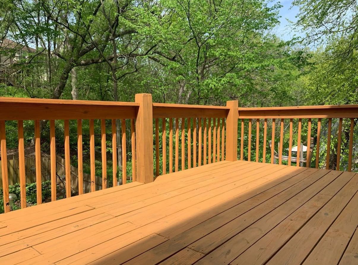 Freshly stained deck