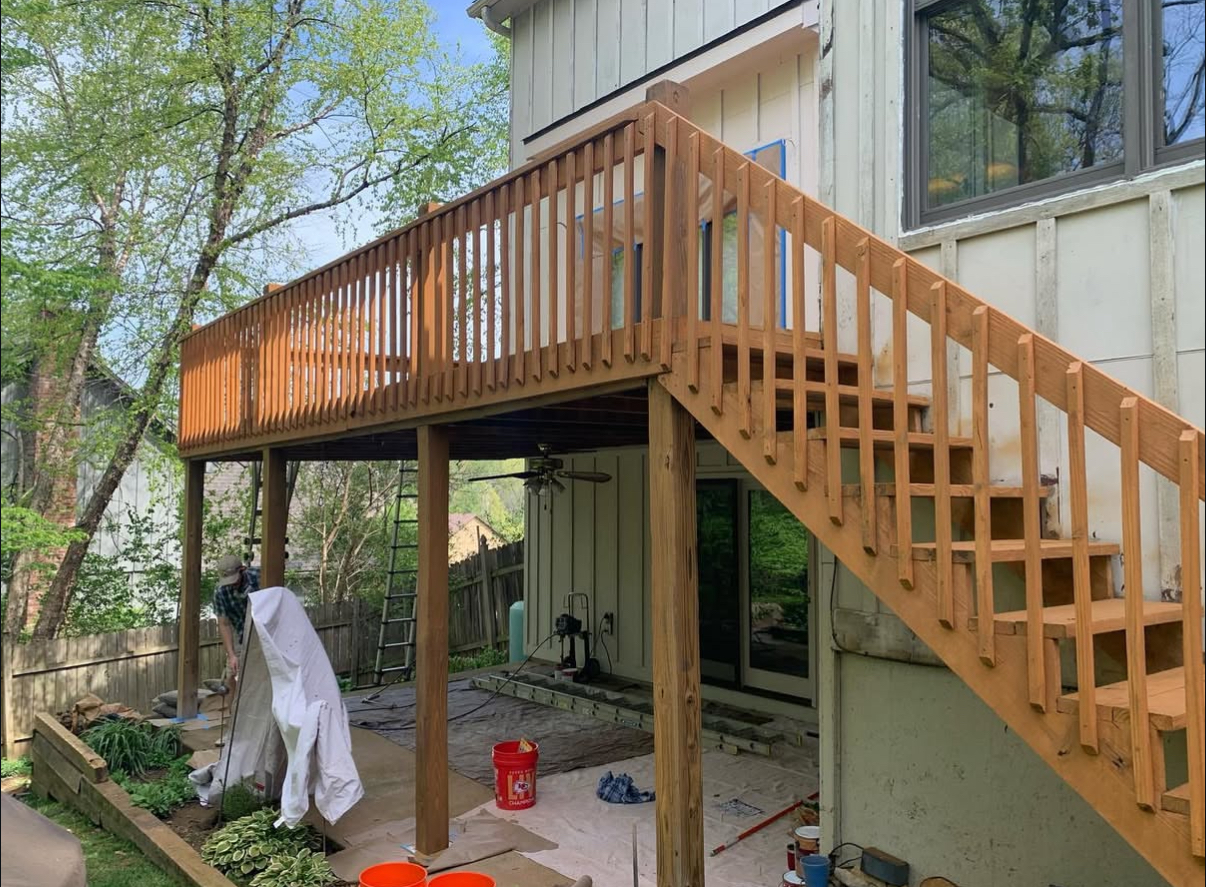 Elevated deck with stairs